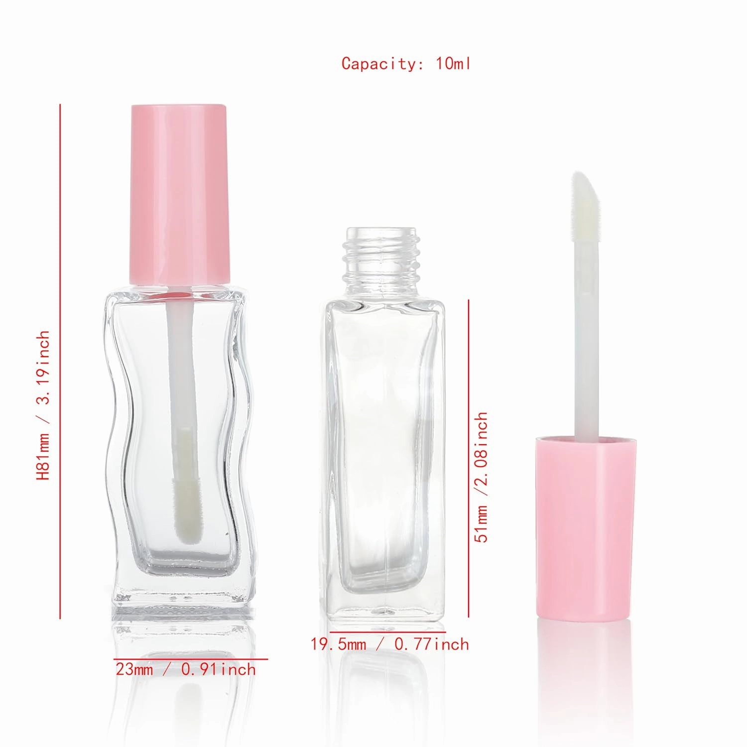 COSIDEA 30 pcs 10ml Pink Empty glass lip gloss tubes lipgloss tube container bottles for oils liptin packing whole sale in bulk