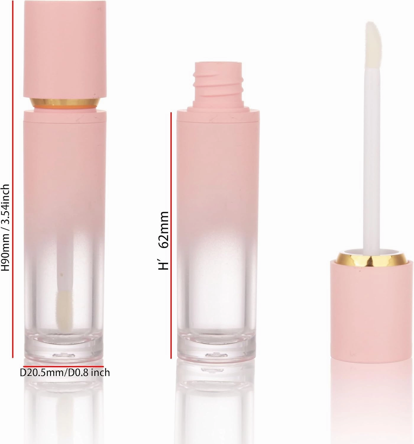 COSIDEA 30PCS Empty gradient Pink Lip Gloss Tubes 8ml lipgloss Tube with Wand Applicator for Lip oil tint bottles container (Pink, 30 pcs)