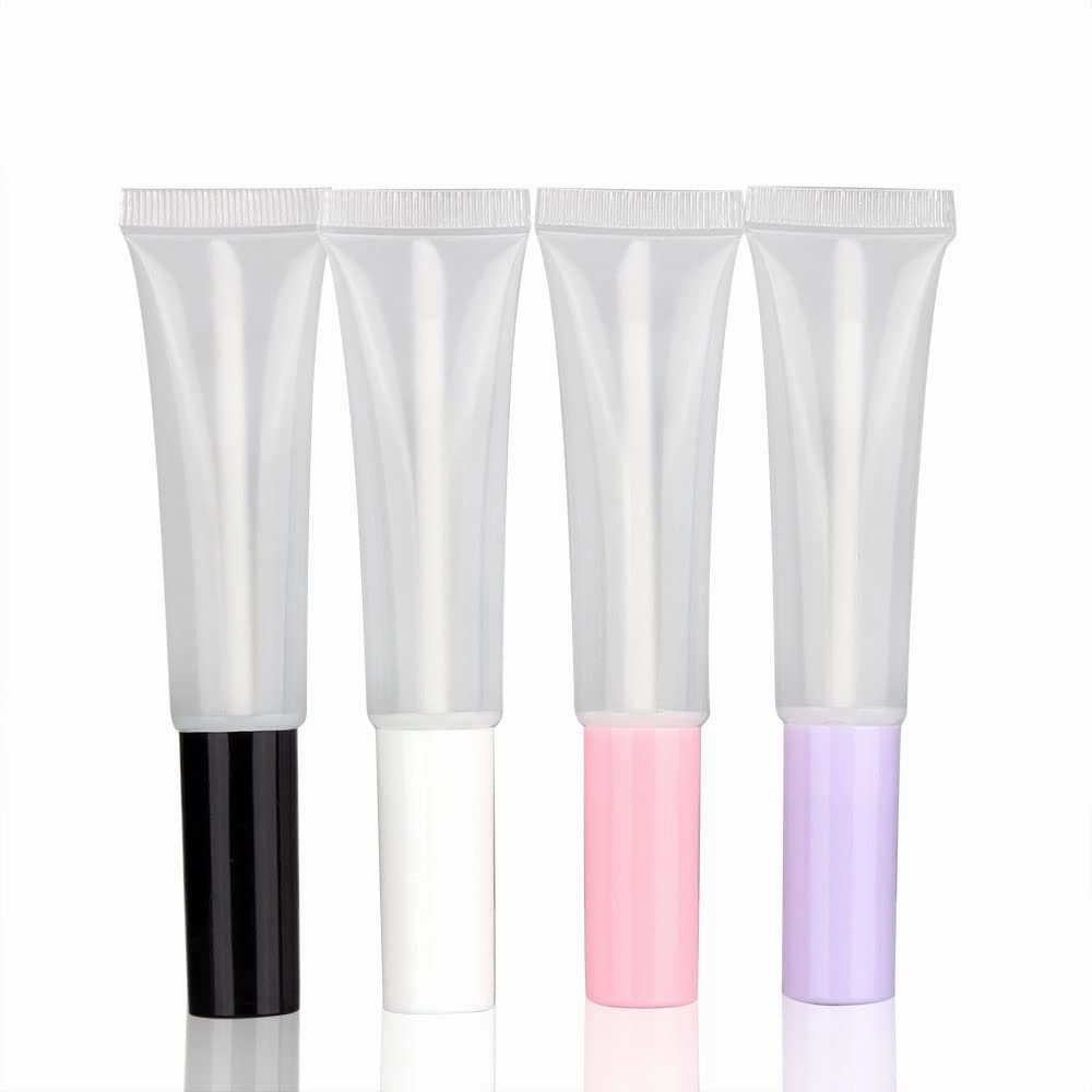 COSIDEA 50 pack Empty Pink 15ml Squeeze lip gloss tubes with wand 0.5oz soft lipgloss container chapstick containers empty tube
