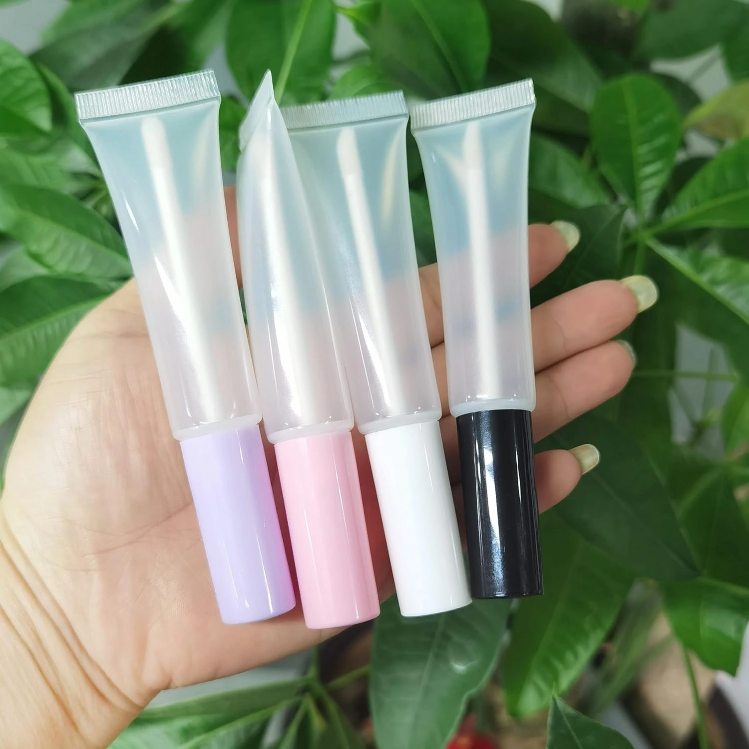 COSIDEA 50 pack Empty Pink 15ml Squeeze lip gloss tubes with wand 0.5oz soft lipgloss container chapstick containers empty tube