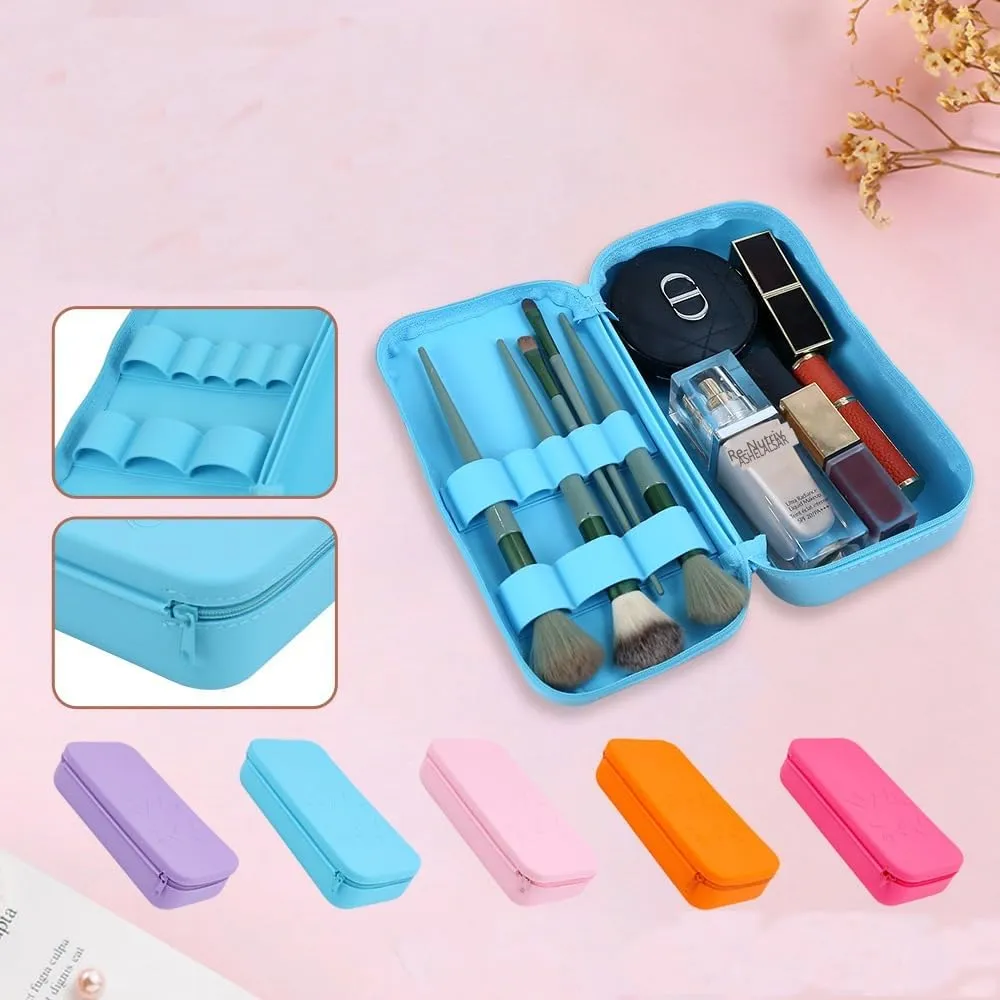 Cosmetic Tool Organizer, Small Portable Storage Case for Makeup Brushes, Lipstick, Eyeliner, Blush, Mascara, Nail Polishes,Travel size (pink)
