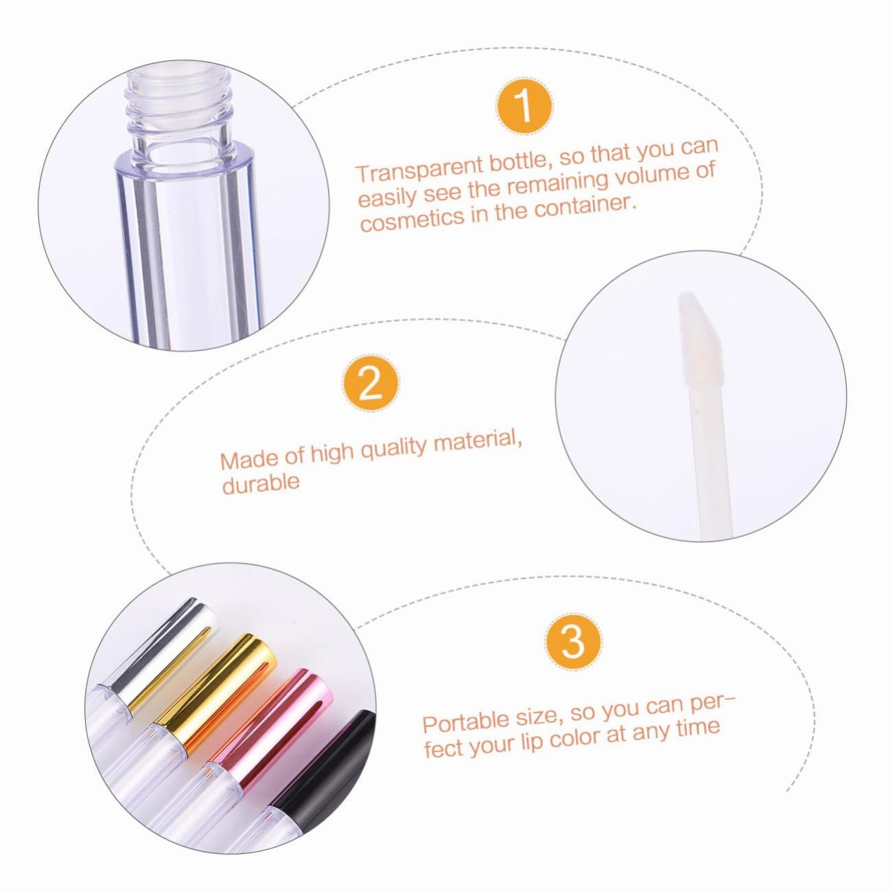 Cosmetic Containers Lids 5ml Lip Gloss Bottles Empty Lip Gloss Containers Abs Material
