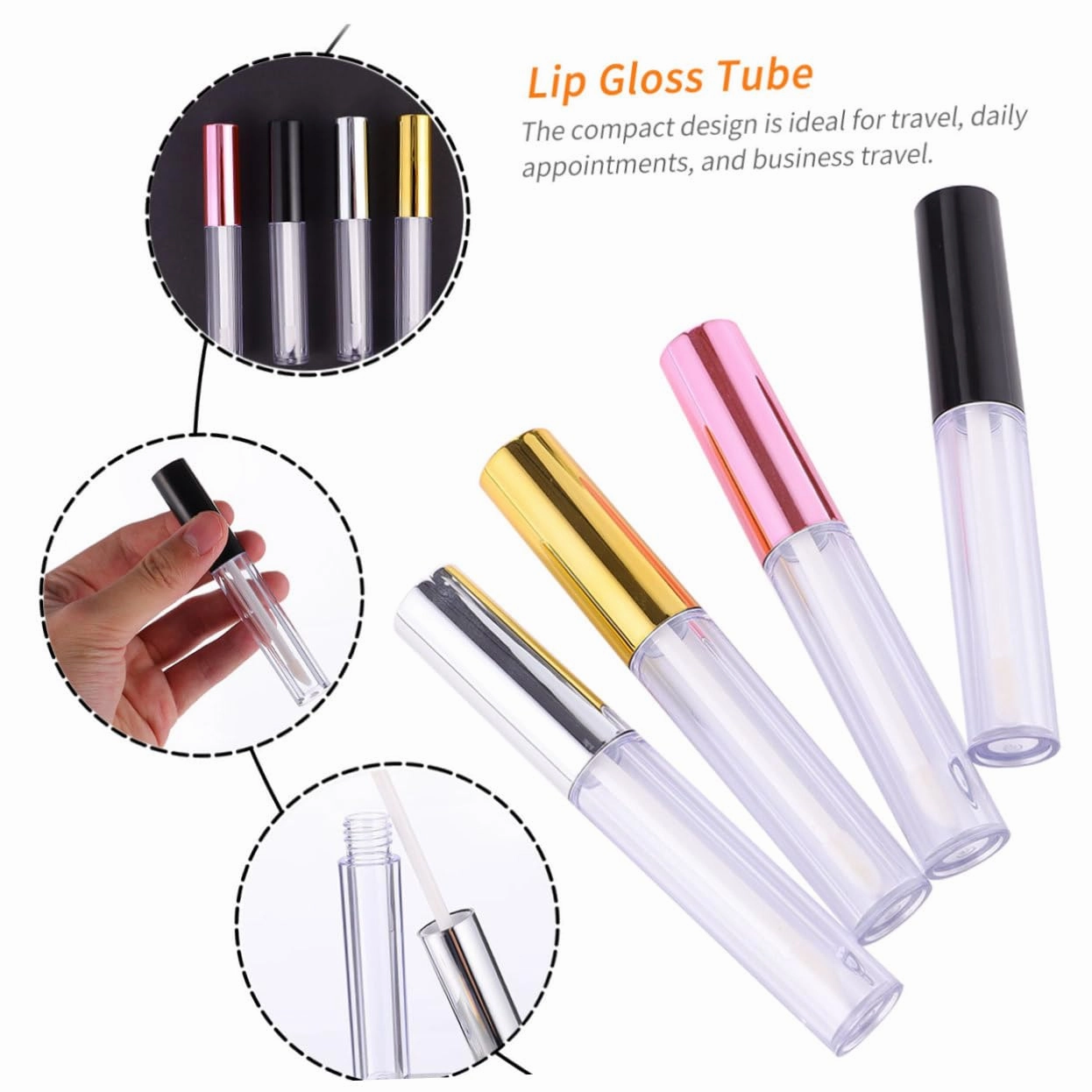 Cosmetic Containers Lids 5ml Lip Gloss Bottles Empty Lip Gloss Containers Abs Material