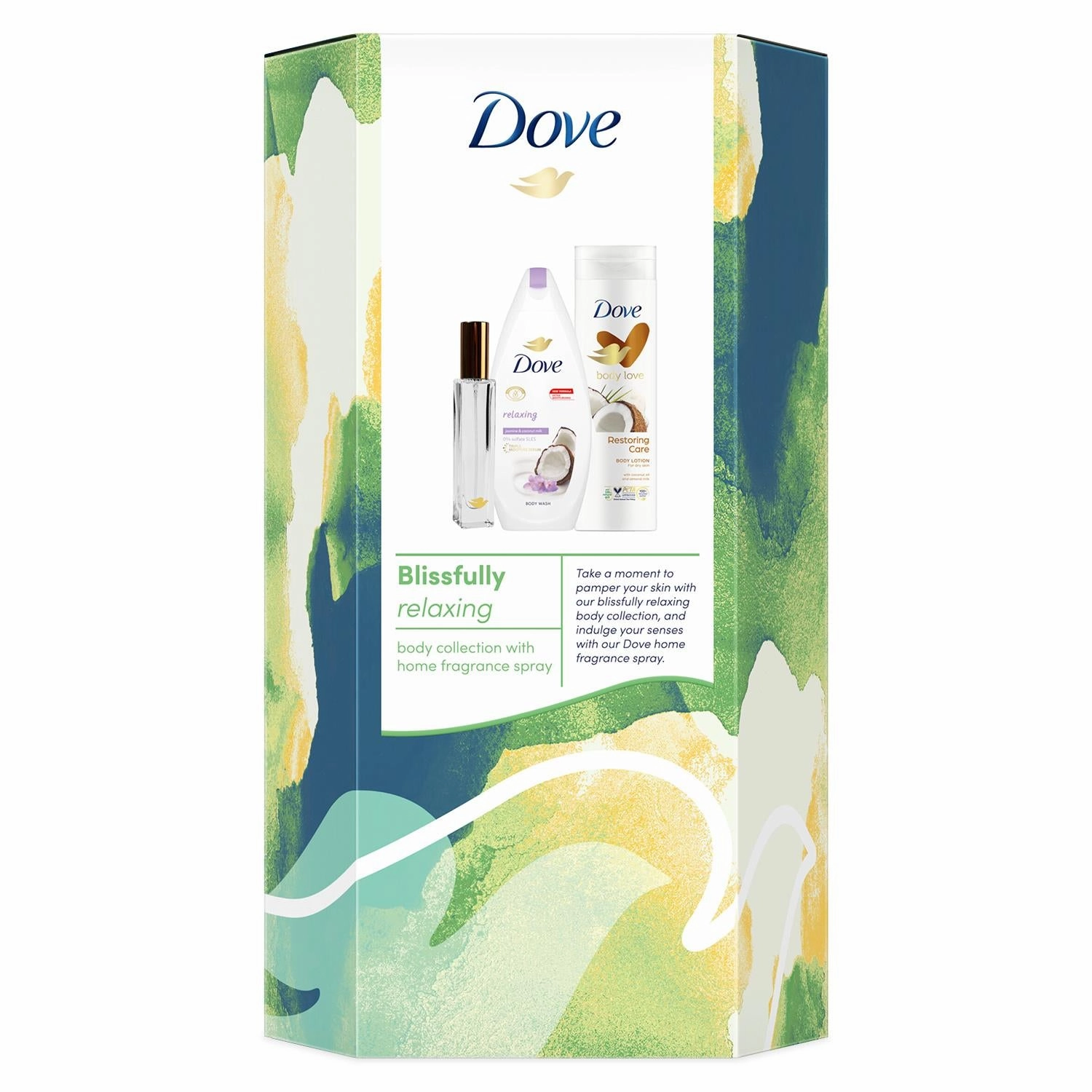 Dove Blissfully Relaxing Body Collection Gift Set with Room Fragrance Spray
