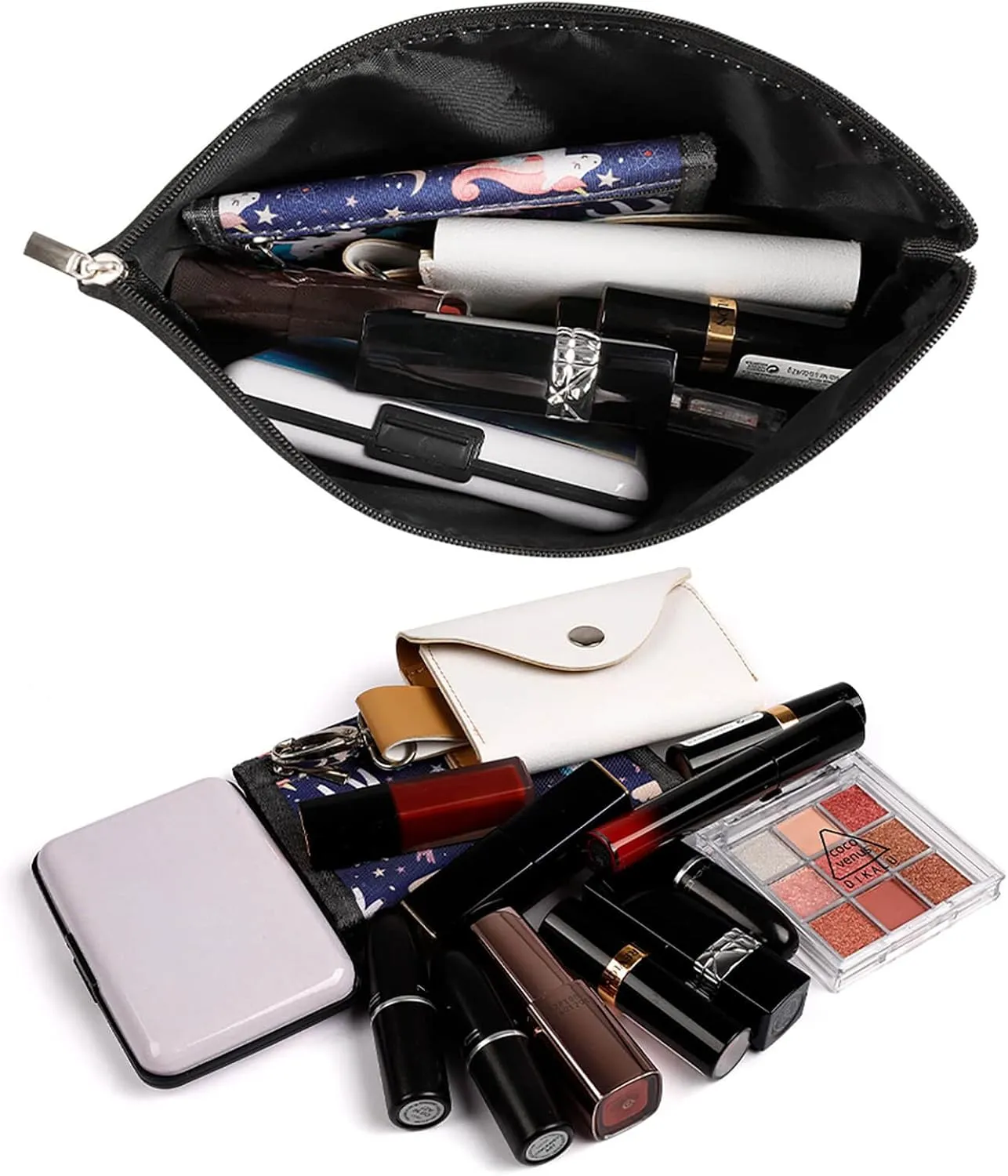 Elegant Makeup Bag, Elegant Pink Chevron Pattern Cosmetic Bag Large Capacity Pouch Portable Organizer for Men & Women