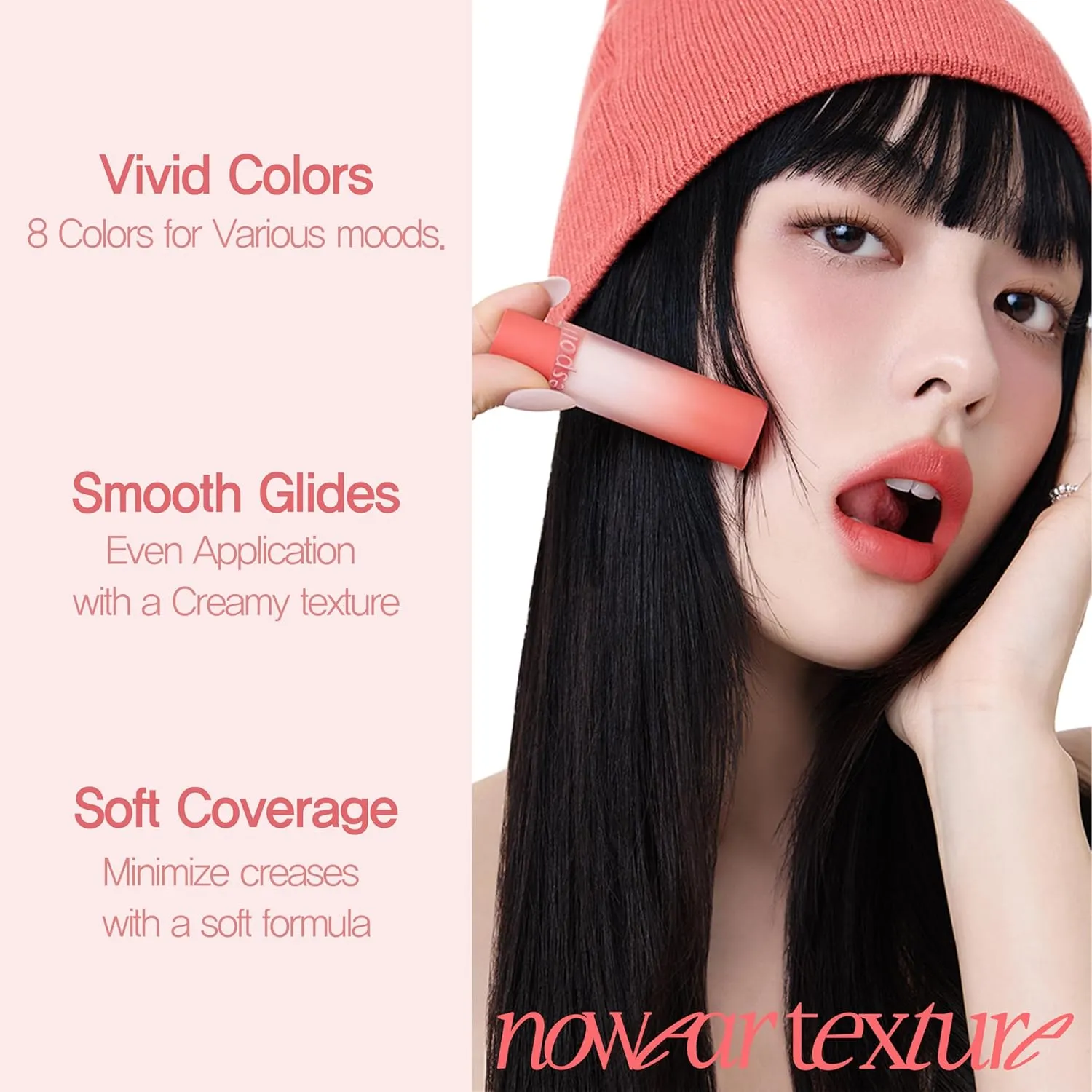Espoir Lipstick Nowear Volume Matte #2 Kinda Pink 0.1oz | Airy Velvet Matte Lip | Long-Lasting Vibrant Color | Soft Creamy Texture like Cloud | Cruelty-Free | Korean Lip Makeup