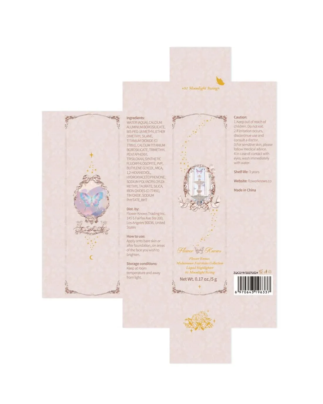 Flower Knows Midsummer Fairytales Liquid Highlighter,Gold Bronze Glitter Highlighter Makeup,Face & Body Illuminator,Blendable & Long-lasting face Highlighter for All Skin Tones(02 Sunset Forest)