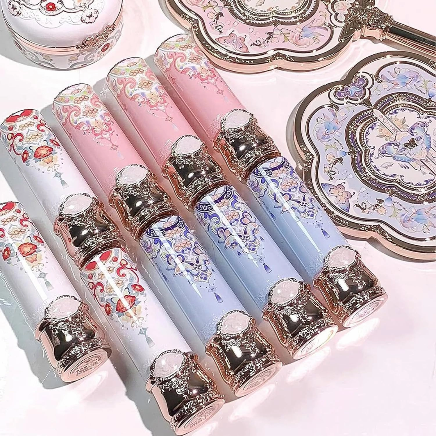 Flower Knows Butterfly Cloud Collar Glossy Lipstick,Hydrating Solid Lip Gloss,Moisturizing Pink Tinted Lip Balm,Long Lasting Lip Gloss in Balm for Girls&Women,Vegan & Cruelty-Free(C05 Peach Blossom)