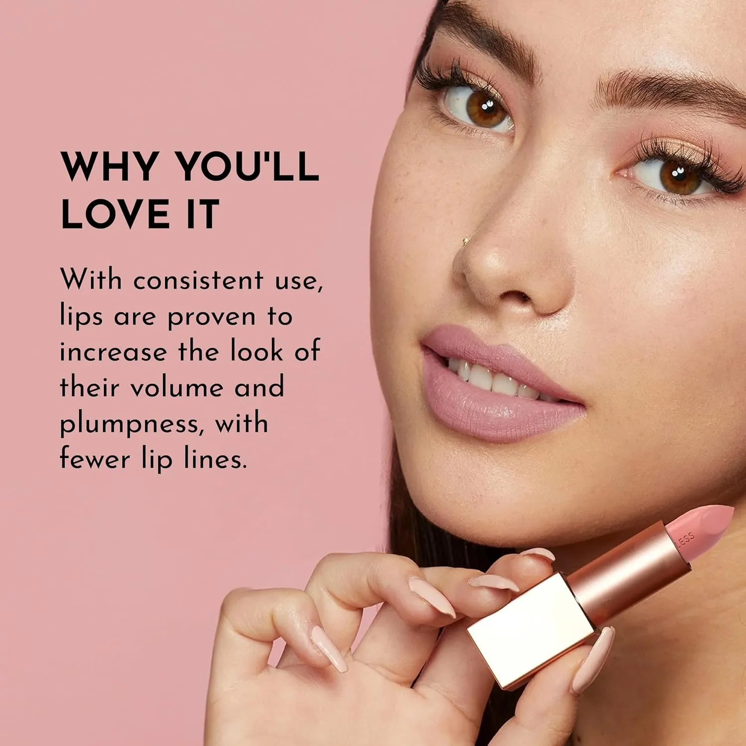 Forget the Filler Lip-Plumping Line-Smoothing Satin Cream Lipstick, Wedding Day, Pink, 0.1 Ounce