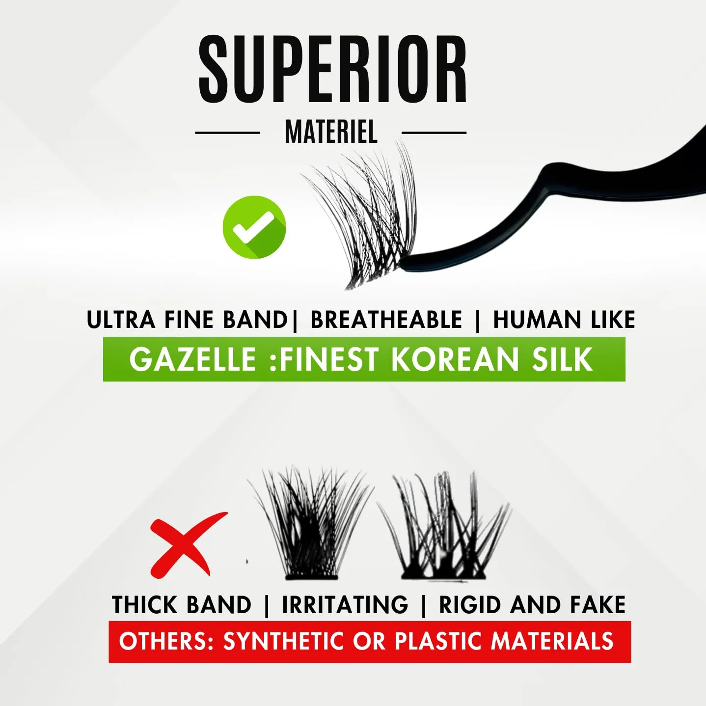 GAZELLE Lash Cluster Kit with Bond, Sealer, Remover & Tweezer – 3-Pack DIY Eyelash Extensions (10-12-14mm) – Wispy Korean PBT Lashes, Reusable, Salon-Style at Home, Lasts 10 Days, 30 Lashes
