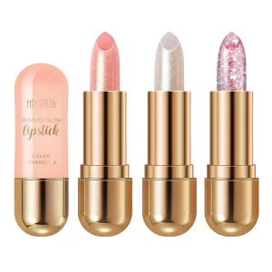 Glimmer Balm Tinted Lip Balm Moisture Hydrate lipsticks PH Lipstick, Color Changing Lipstick Natural Chapstick Glitter Pink Lip Gloss, 3pack