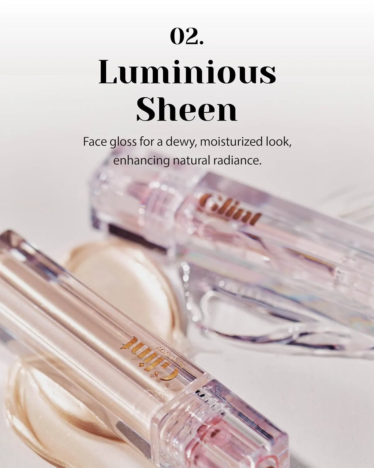 Glint Liquid Gel Highlighter (Glitter Veil, 0.1oz) - Multi-Use Face & Body Gloss for Smooth Glow, Long-Lasting Illuminator Balm for Healthy Radiance. Korean Makeup. Eyes, Cheeks