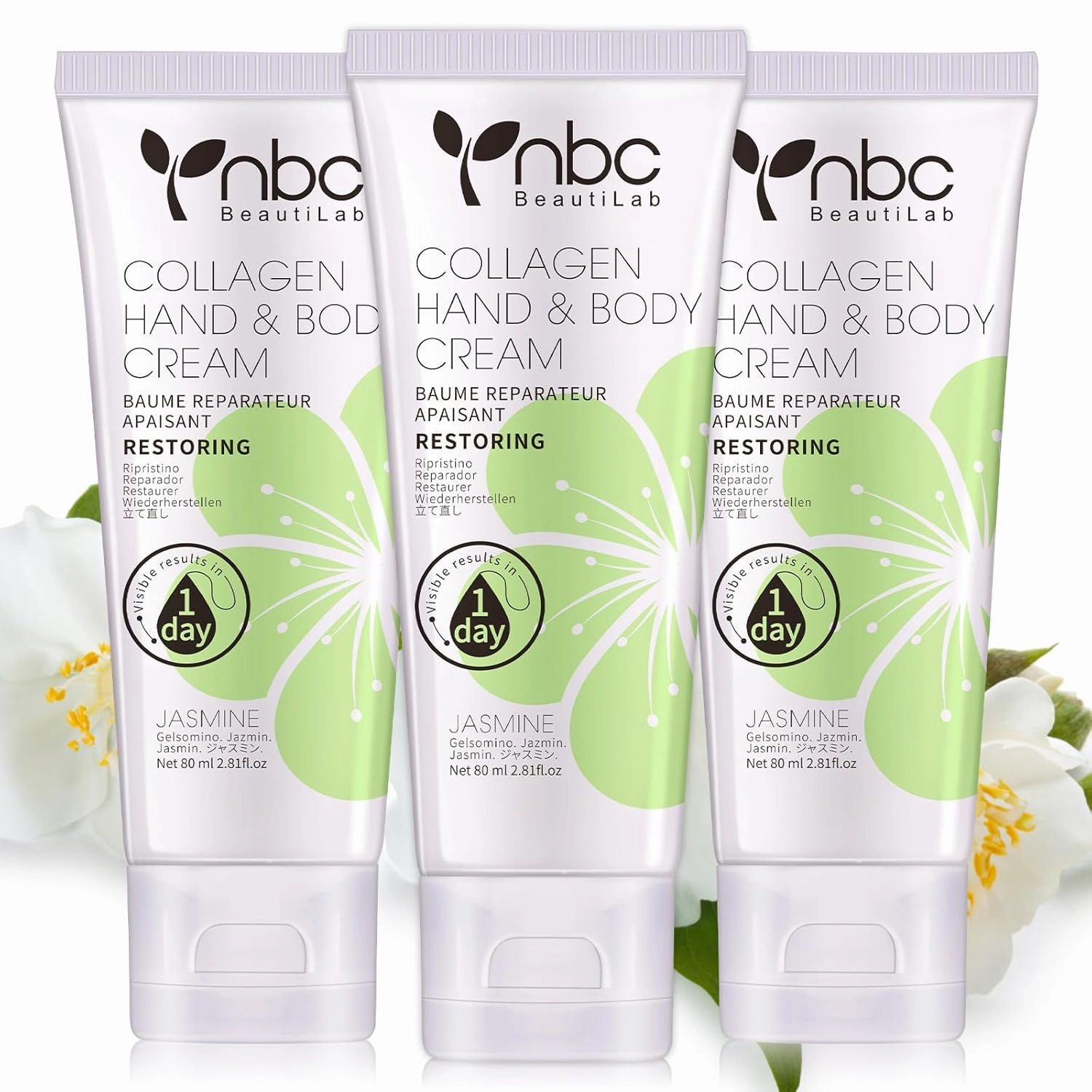 Hand Cream Lotion for Dry Skin Relieves and Repairs Extremely Dry Cracked Hands, 3pcs Long-Lasting and Non-Greasy Hand Lotion Travel Size 2.7ounce (Jasmine)