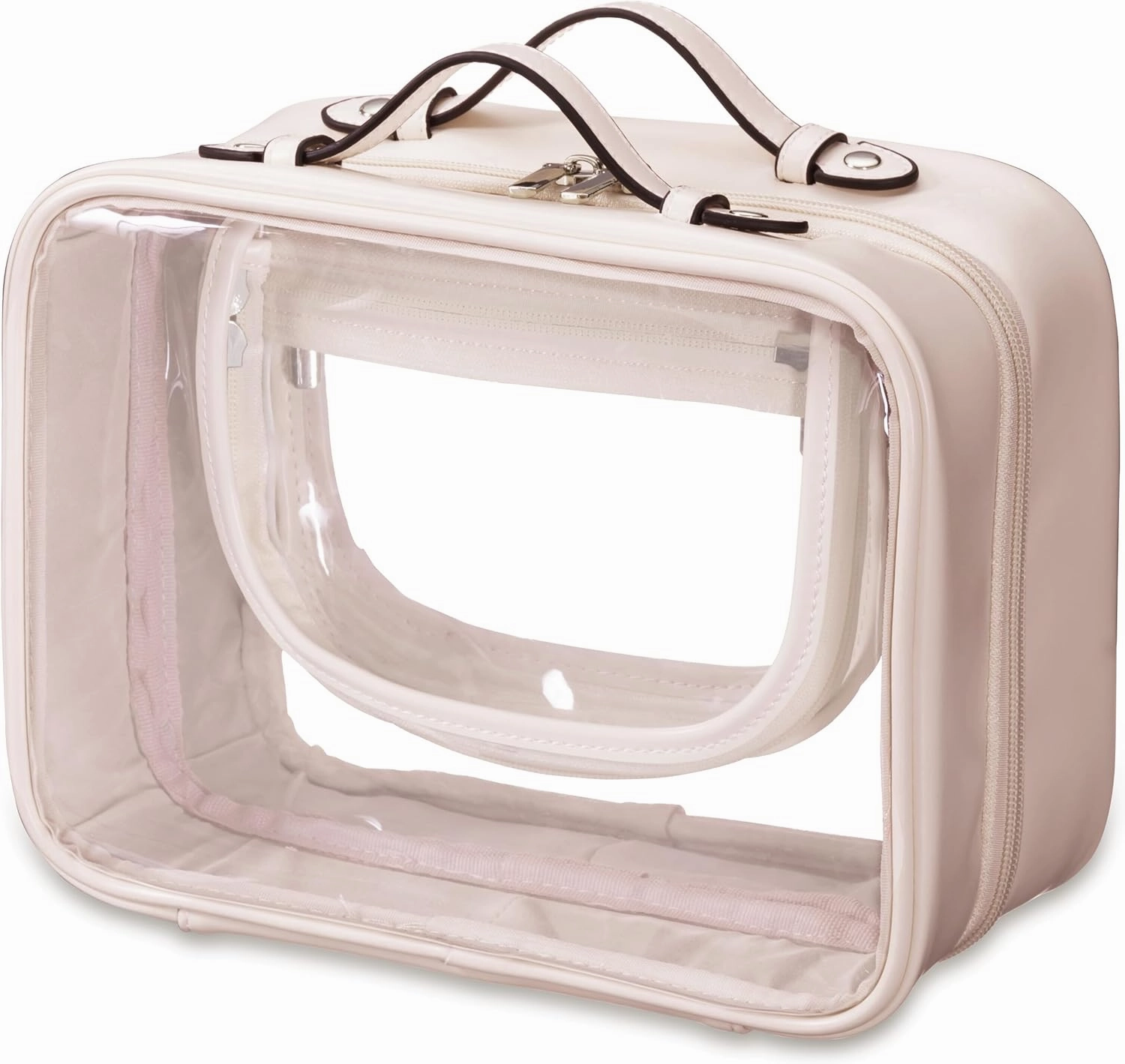 HBselect TSA Approved Toiletry Bag, Clear Makeup Bag Travel Toiletry Bag for Women Girls, Portable Waterproof Makeup Bag Organizer Cosmetic Bag Travel Accessories Essentials (Large Pink)
