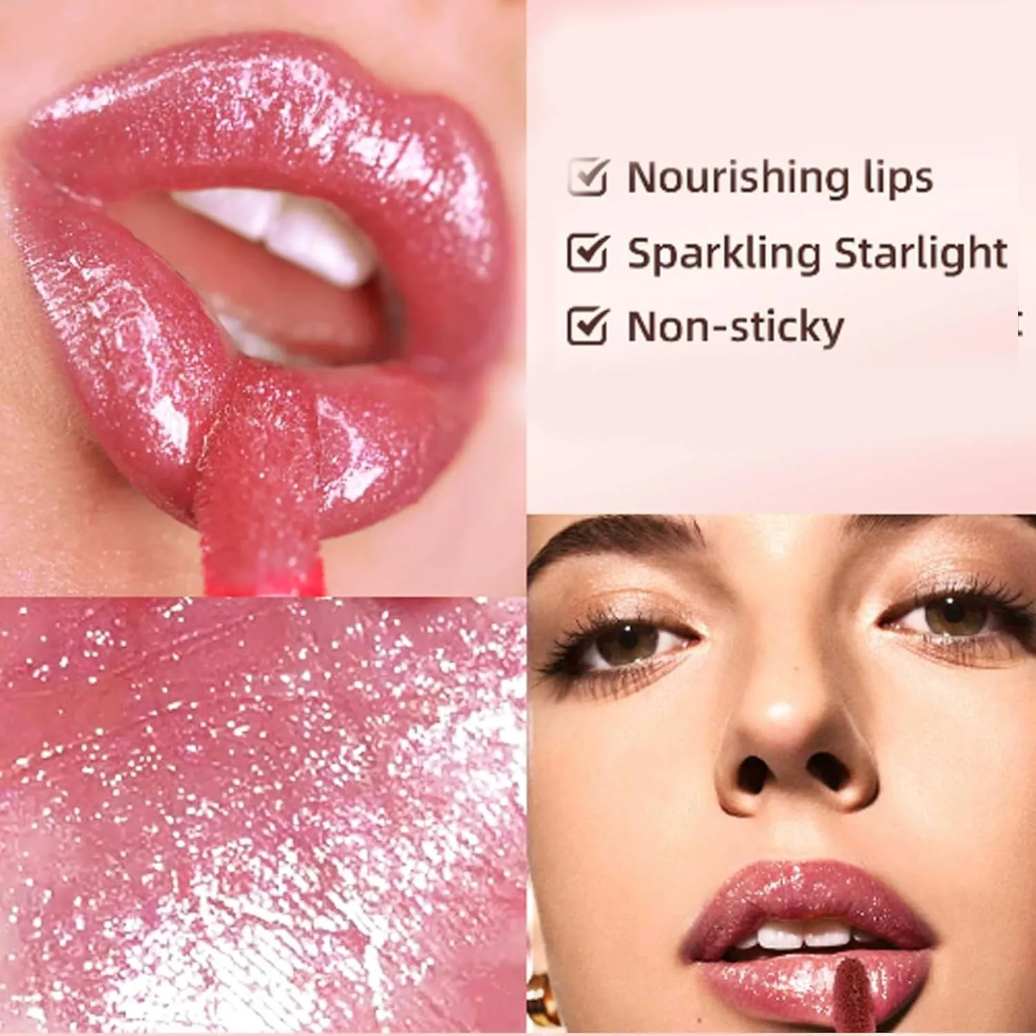 Holographic Lip Gloss,Holographic Pink Pulsar Glitter Lip Gloss,GlitteryHolographicLip Gloss,Easy to Apply,Long Lasting Waterproof for a Sparkly Finish for Women Girls (Set D)