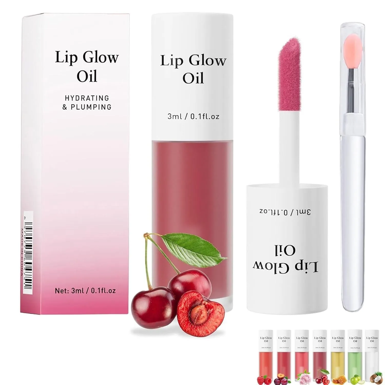 Hydrating Lip Glow Oil-Tinted Lip Oil Lipgloss,Pink Lip Gloss Lipstain Glossy Lip Glaze,Clear Pink Lip Tint Stain,Long Lasting Glow Reviver Lip Care Oil,Women's Day Makeup Gift for Women(Cherry)