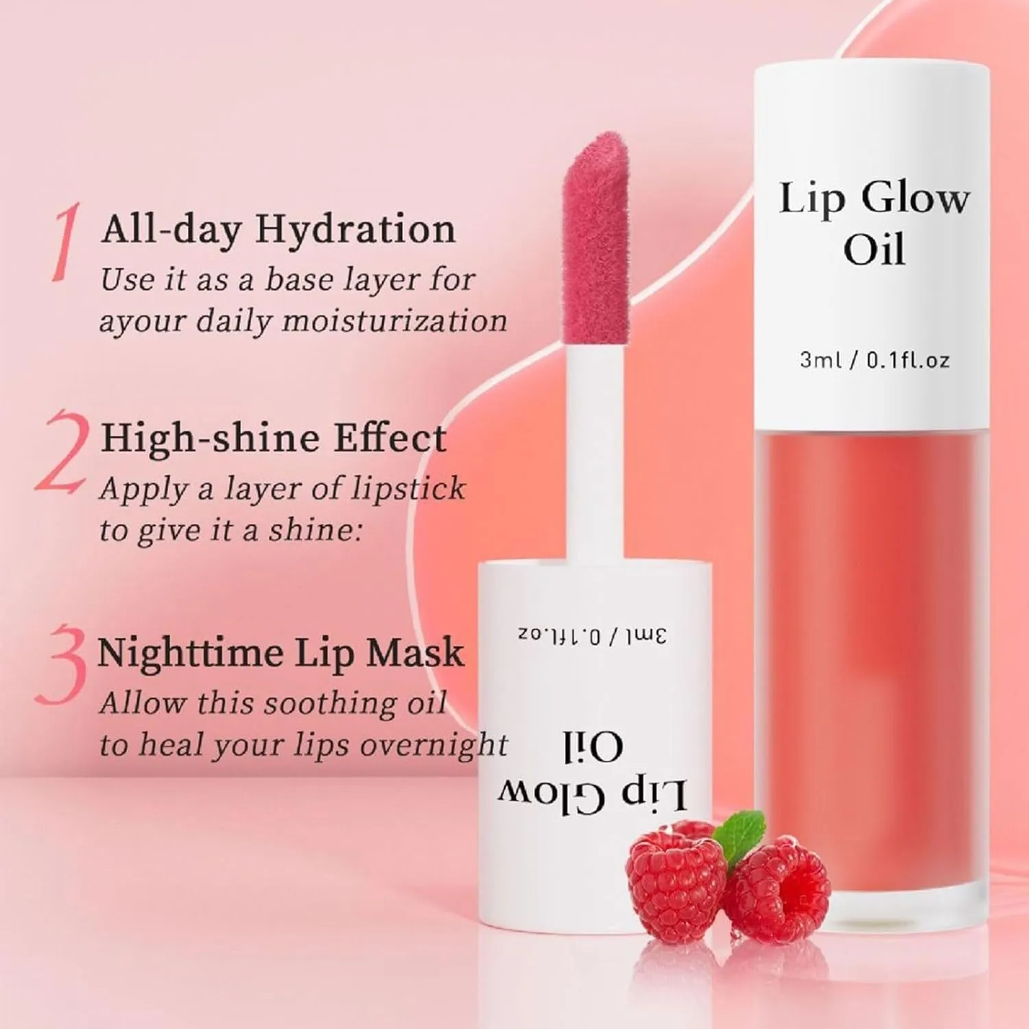 Hydrating Lip Glow Oil-Tinted Lip Oil Lipgloss,Pink Lip Gloss Lipstain Glossy Lip Glaze,Clear Pink Lip Tint Stain,Long Lasting Glow Reviver Lip Care Oil,Women's Day Makeup Gift for Women(Cherry)
