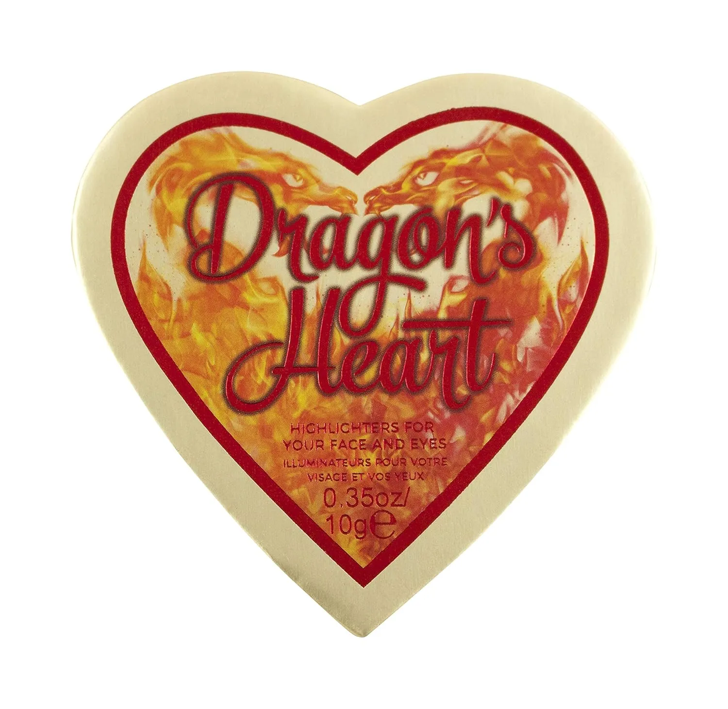 I Heart Revolution Dragon's Heart Highlighter, Glowing Look, for Face & Eyes, Red & Gold, 5 Shades, Vegan & Cruelty-Free, 0.35 Oz