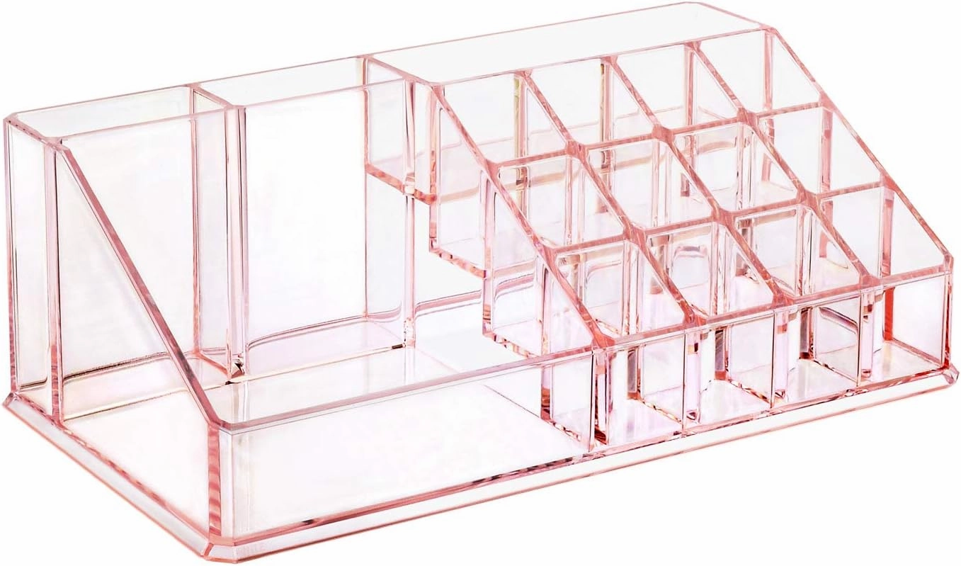 Ikee Design Pink Jewelry & Cosmetic Storage Display Boxes Two Pieces Set, Organizer Makeup Holder, for Vanity