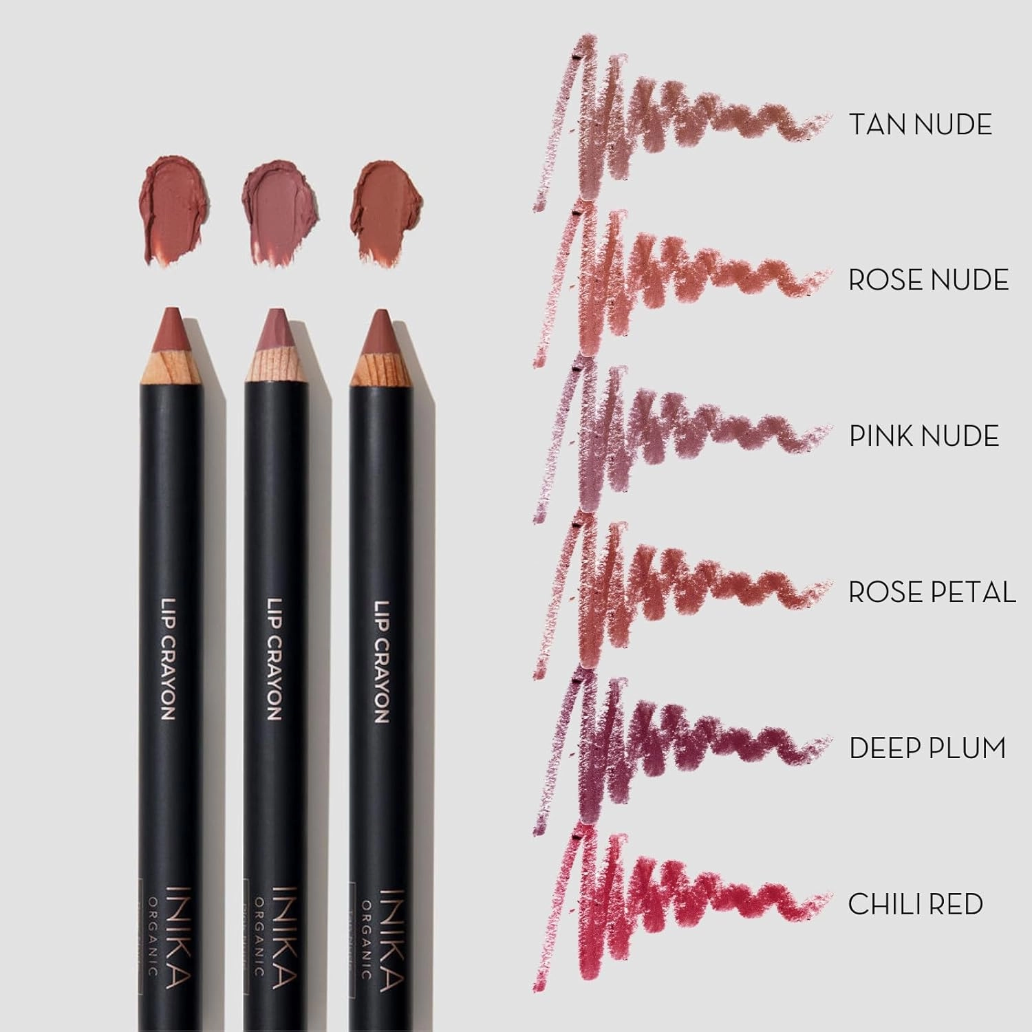 INIKA Organic Long Lasting Lipstick Crayon with Vegan Lipstick and Organic Lip Liner, Hypoallergenic, Cruelty-Free, Matte Finish, Enriched with Vitamin E and Coconut Oil, Rose Nude, 3 g