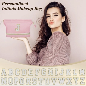 Initial Travel Makeup Bag for Women, Personalized Gift Large Double Layer Make Up Gift Cute Cosmetic Bag for Girl Makeup Pouch Wide-open Roomy Makeup Travel Bags Birthday Gifts for Her Pink - K