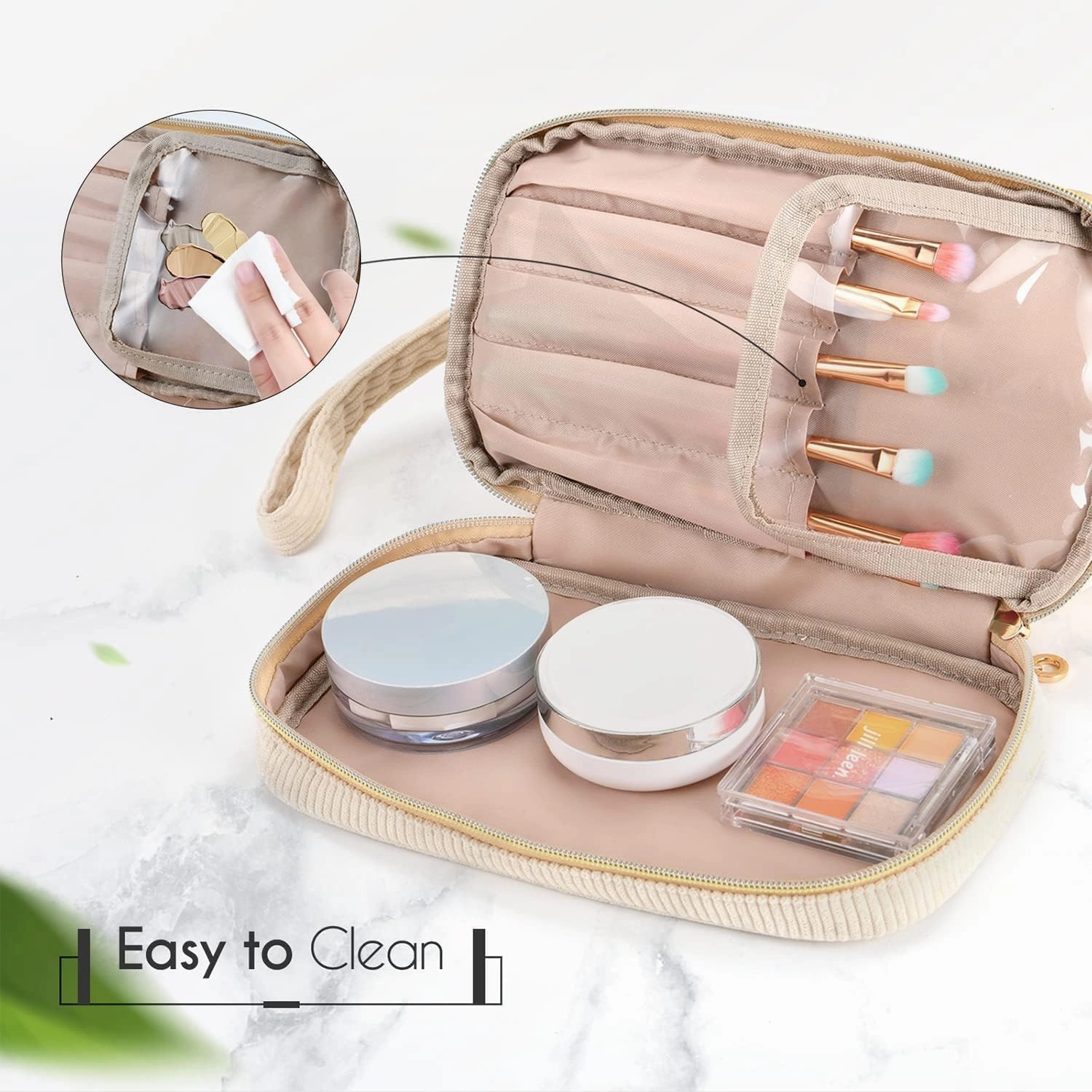 Initial Travel Makeup Bag for Women, Personalized Gift Large Double Layer Make Up Gift Cute Cosmetic Bag for Girl Makeup Pouch Wide-open Roomy Makeup Travel Bags Birthday Gifts for Her Pink - K
