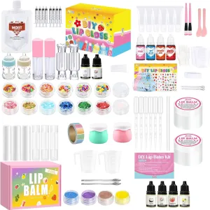 Jcoos DIY Lip Gloss Kit - 73PCS Fun Kids Lip Gloss & Balm Making Kit