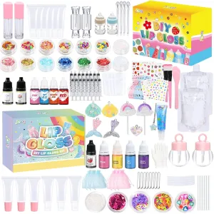 Jcoos Lip Gloss Making Kit, 73PCS DIY Lip Gloss Kit Fun Kids Lip Gloss Lip Gloss Keychain Make Your Own Lip Gloss Kit, DIY Lip Gloss Making kit