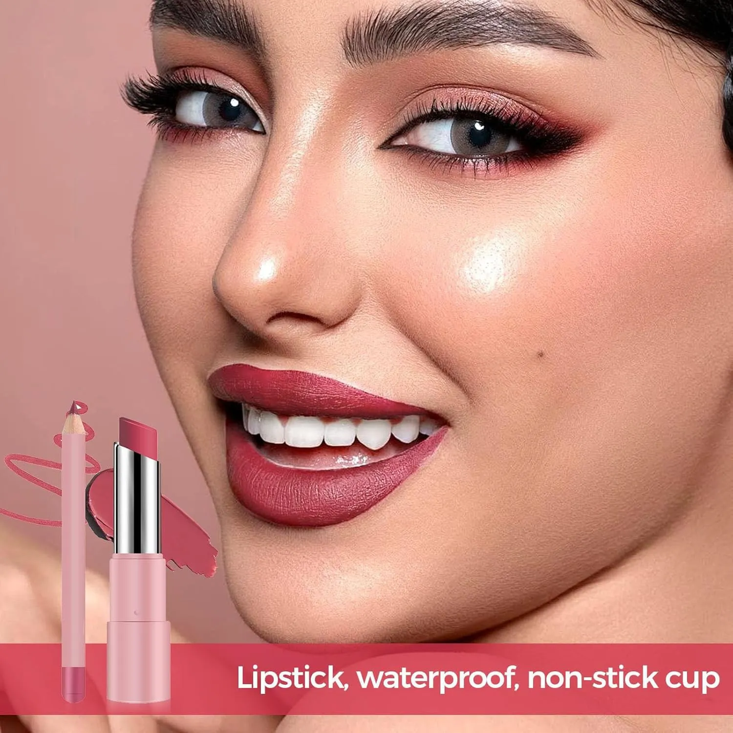 Joyeloo Lip Glaze, Joyeloo Lip Balm, Genli Pink Drip, Genli LIp Balm, GEnli Lifter Glaze Oil BaLm, Two-in-One Set LIp Liner, Non-stick Cup Long-Lasting Waterproof, Moisturizing Shine (8pcs)