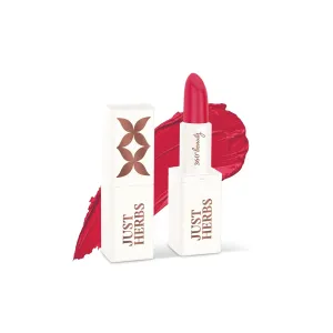 Jus.t Herb.s Ayurvedic Creamy Matte Lipstick For Moisturized Lips - Parabens & Chemical Free 01 Pink (Half - Size) 1.8gm