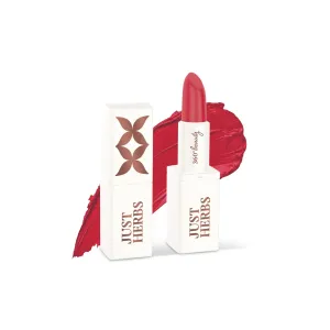 Jus.t Herb.s Ayurvedic Creamy Matte Lipstick For Moisturized Lips - Parabens & Chemical Free 02 Peachy Pink (Half - Size) 1.8gm