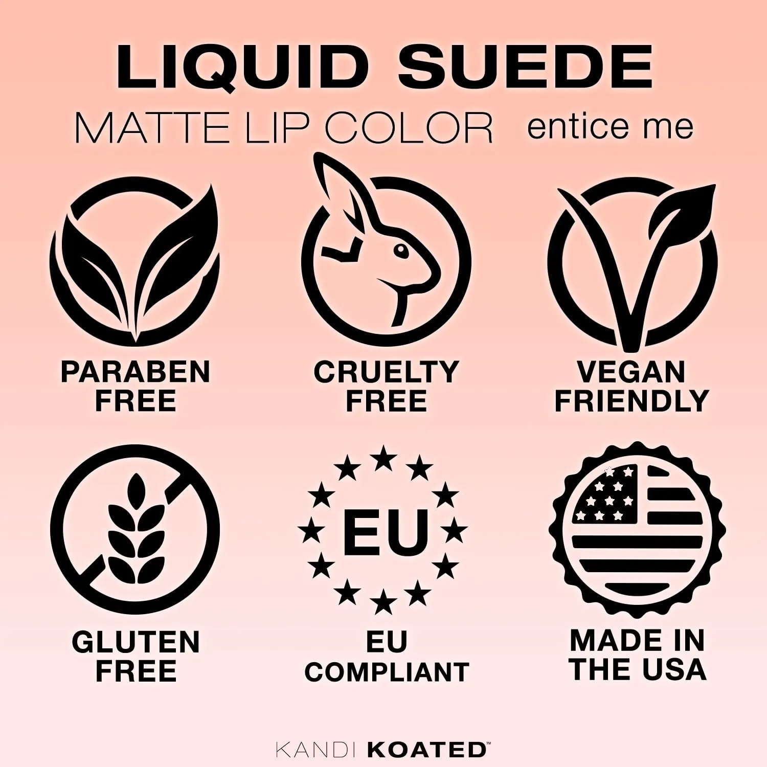 Kandi Koated Liquid Suede Lipstick [Entice Me] Liquid Matte Lip Color | Intense Color Options, Non-Sticky, Paraben-Free, Cruelty-Free | Beauty & Makeup