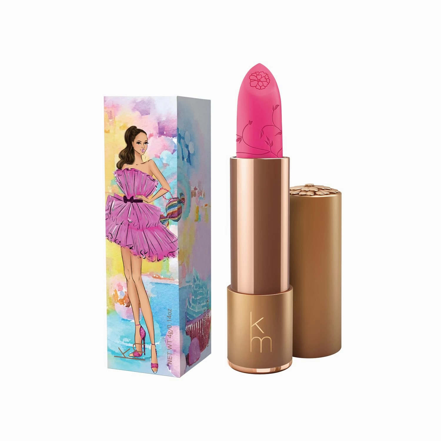 Karen Murrell - Natural Lip Stick - Lipstick 18 Sugar Rush - Hot Pink Lipstick - Matte Finish, 100% Natural Ingredients, Moisturizes & Hydrates Lips - Paraben & Cruelty Free