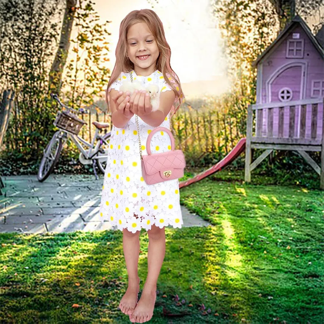 Kids Purse Crossbody Bag - Pink Purse for Girls Aged 2-12 - Toddler Crossbody Bag with Leather Handle - Birthday Gifts for Girls