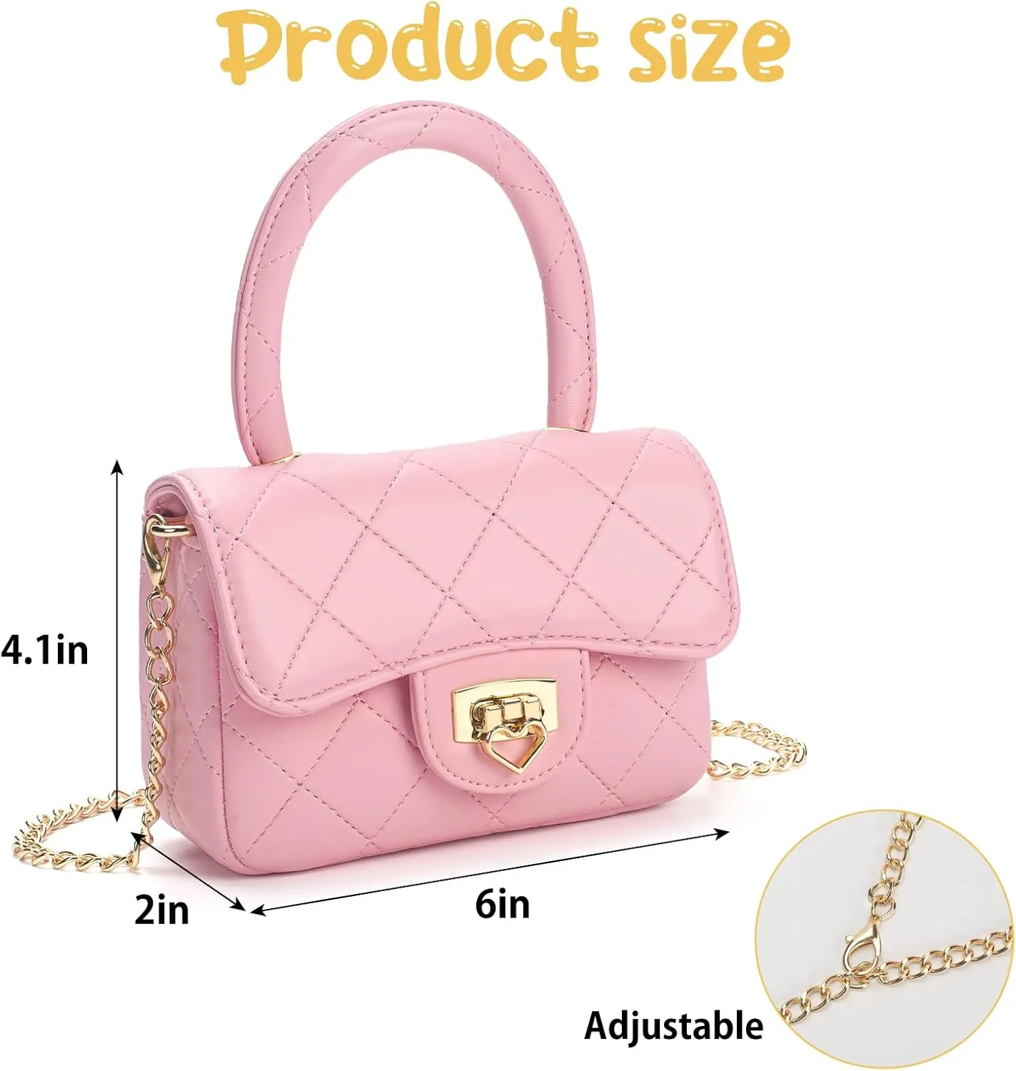 Kids Purse Crossbody Bag - Pink Purse for Girls Aged 2-12 - Toddler Crossbody Bag with Leather Handle - Birthday Gifts for Girls