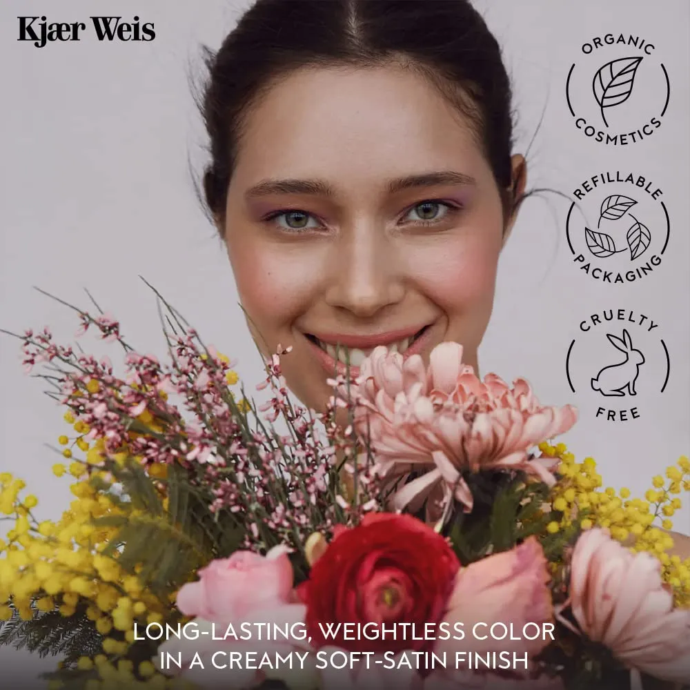 Kjaer Weis Lipstick. Hydrating Nude Lip Color with Soft Satin Finish. Organic, Nourishing Ingredients for Long Lasting Lipstick with Smudge-Proof Wear. Cruelty Free Clean Makeup
