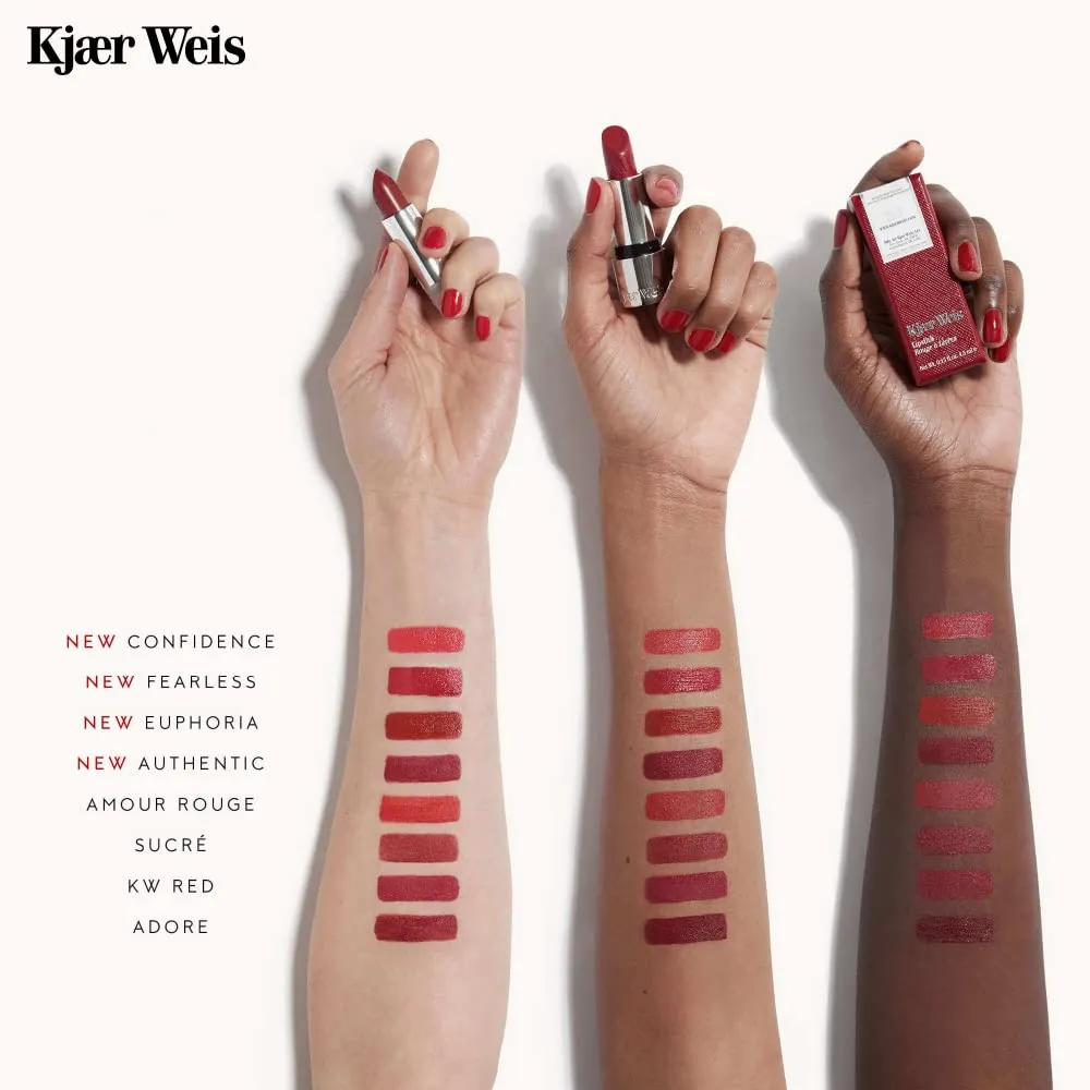 Kjaer Weis Lipstick. Hydrating Nude Lip Color with Soft Satin Finish. Organic, Nourishing Ingredients for Long Lasting Lipstick with Smudge-Proof Wear. Cruelty Free Clean Makeup