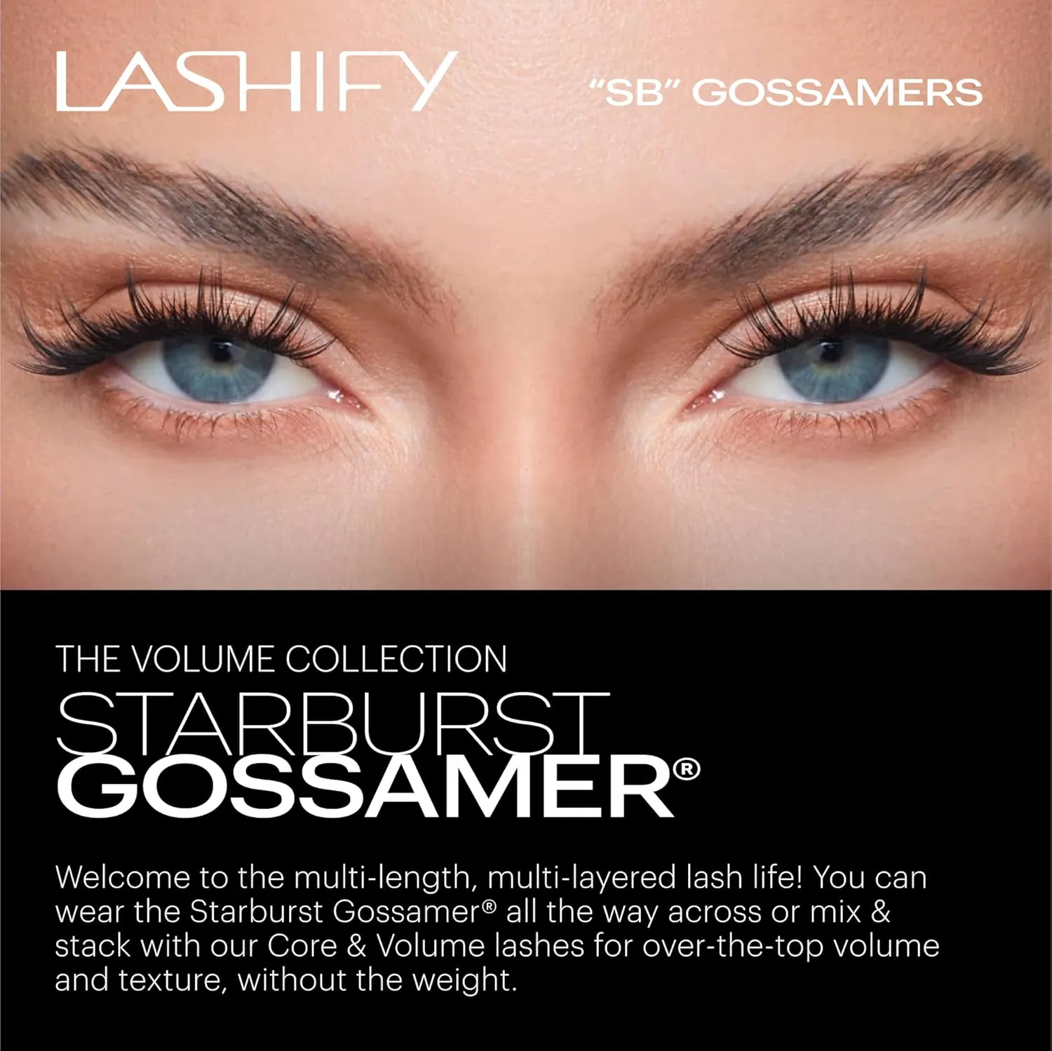 Lashify Star Burst 14mm Gossamer DIY Eyelash Extensions Refill, The Ultimate Multi-Length Multi Layered Lash, Black, Easy False Lashes