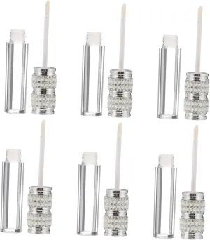LIFKOME 6pcs Refillable Lip Gloss Tubes Rhinestone Decoration Body for Easy Volume Check Lip Color Containers for Balm and Gloss