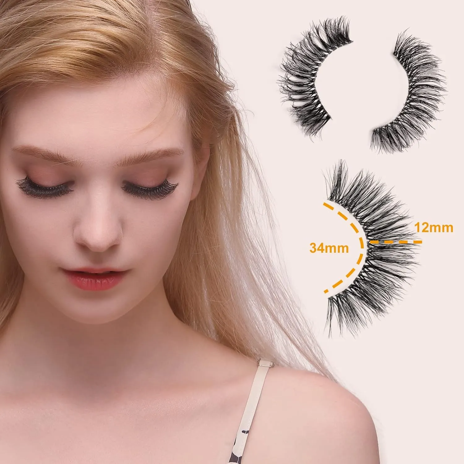 Lightweight Eyelashes as Air Wispy Volume18mm Full Fluffy False Lashes Natural Look Reuseable 3D Mink Lashes Strip Lash Pack 8 Pairs