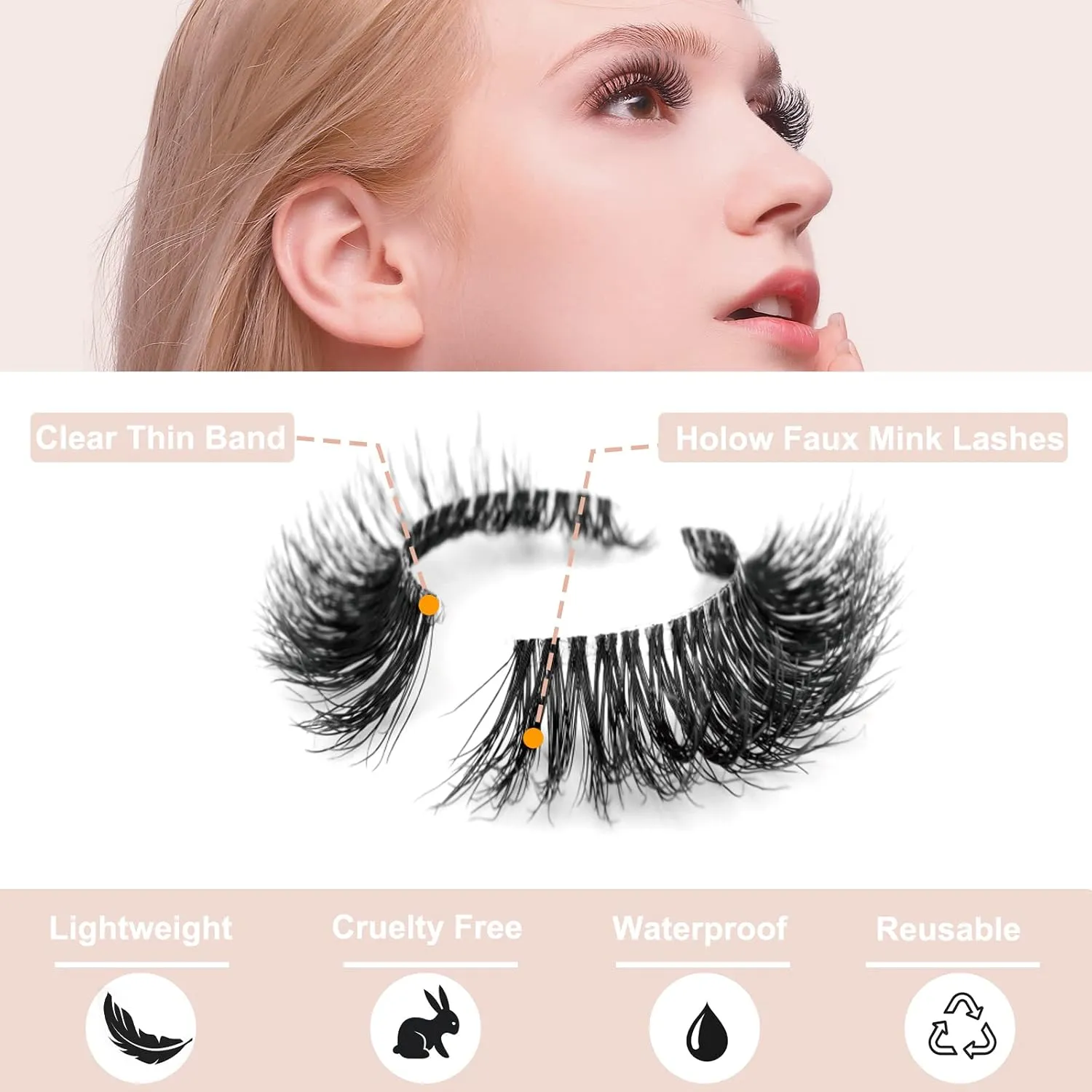 Lightweight Eyelashes as Air Wispy Volume18mm Full Fluffy False Lashes Natural Look Reuseable 3D Mink Lashes Strip Lash Pack 8 Pairs