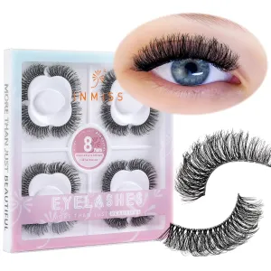 Lightweight Eyelashes as Air Wispy Volume18mm Full Fluffy False Lashes Natural Look Reuseable 3D Mink Lashes Strip Lash Pack 8 Pairs