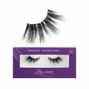 Lilly Lashes Sheer Band, False Eyelashes with Invisible Band Lashes, Mink Lashes   Volume, 3D Faux Mink Eyelashes, Clear Band Eyelashes, Reusable Eyelashes 20x, Lash Glue not Included, 15mm (Sensuous)