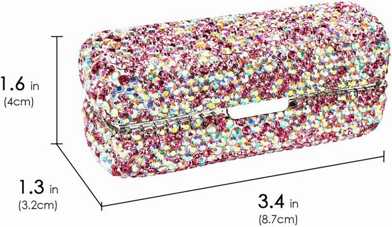 Lipstick Case Holder with Mirror,Crystal Lipstick Case Storage Organizer Box Cosmetic Storage Kit Makeup Travel Cases (Pink)