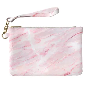 Makeup Bag 9.5 x 6 inch Pink Marble Abstract Unique Purse Pouch Painted Storage Print PU Leather Toiletry Zipper Travel Case Cosmetic Strap Accessories Rose Portable Organizer Design Pretty