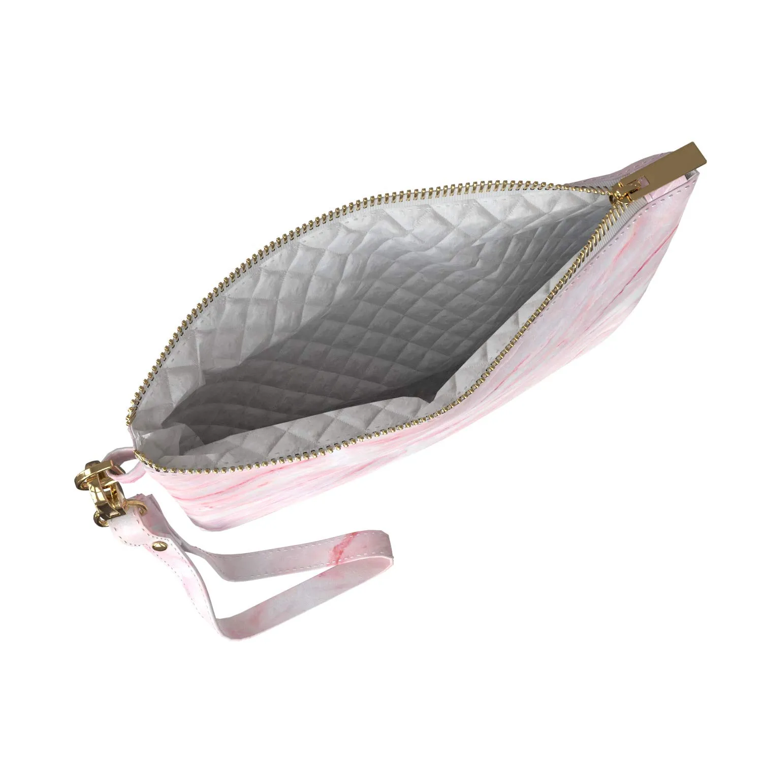 Makeup Bag 9.5 x 6 inch Pink Marble Abstract Unique Purse Pouch Painted Storage Print PU Leather Toiletry Zipper Travel Case Cosmetic Strap Accessories Rose Portable Organizer Design Pretty