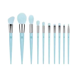 Makeup brush 10 PCS Blue Makeup Brushes Full Set of Large Powder Blush Eye Shadow Makeup Brushes Highlighter Makeup Tools with Pen Hold(Color:Blue)(Gold,one size)