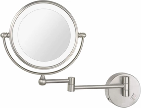 Makeup Mirror, Round Makeup Mirror, 360 Rotation, Ideal for Applying Make-Up, Weacontacts and Shaving, Plug Powered/Nickel/7*