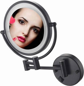 Makeup Mirror Wall Mount Lighted, Makeup Mirror Lighted Magnifying, 10x for Bathroom Two Sided Face Mirror 8 Inch 360 Swivel Cosmetic Face Extendable Vanity Mirrors