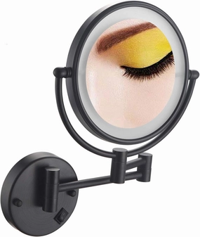 Makeup Mirror Wall Mount Lighted, Makeup Mirror Lighted Magnifying, 7X 8 Inch Bathroom Magnification Vanity Mirror, Double Side 360 Swivel Cosmetic Face Mirror Extendable Mirrors